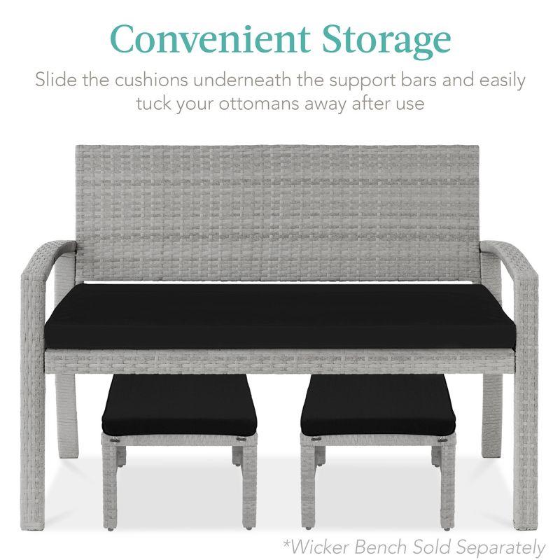 Best Choice Products Set of 2 Multipurpose Patio Wicker Ottomans w/ Removable Cushions - Gray/Black
