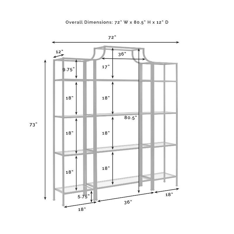 80.5" 3pc Aimee Narrow Etagere Set Oil Rubbed Bronze - Crosley: Tempered Glass Display, Steel Frame, Fixed Shelves