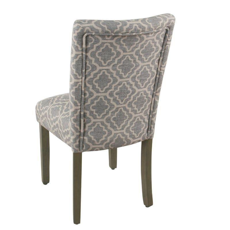 Gray and Cream Upholstered Parsons Side Chair Set with Wood Legs