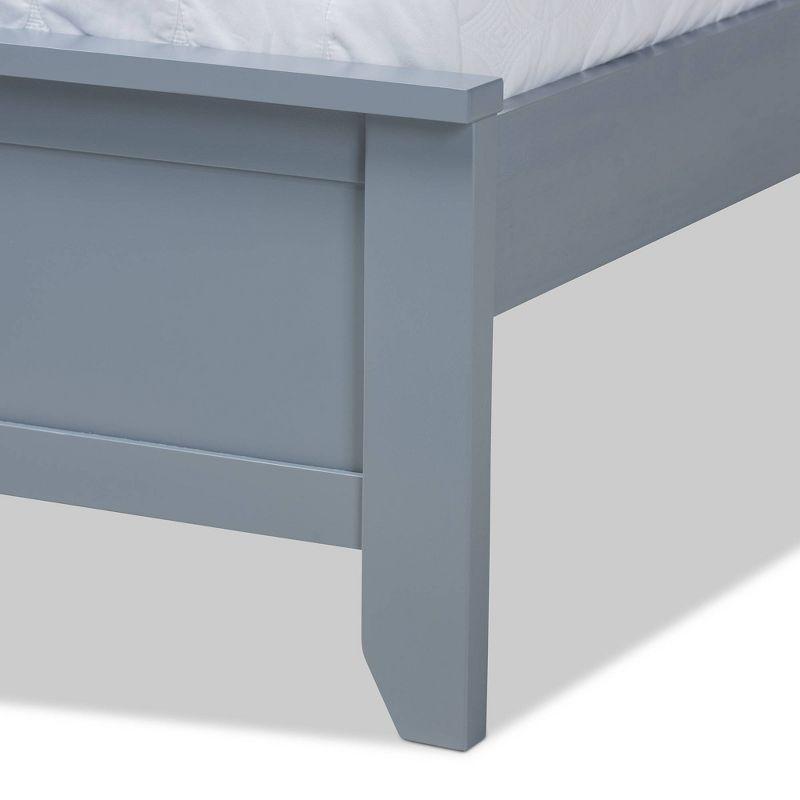 Gray Upholstered Wood Full Platform Bed with Headboard