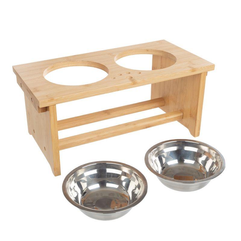 PETMAKER Elevated Dog Bowls with Bamboo Stand