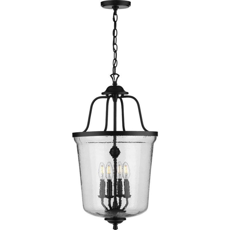 Bowman Matte Black 4-Light Pendant with Clear Glass Shade