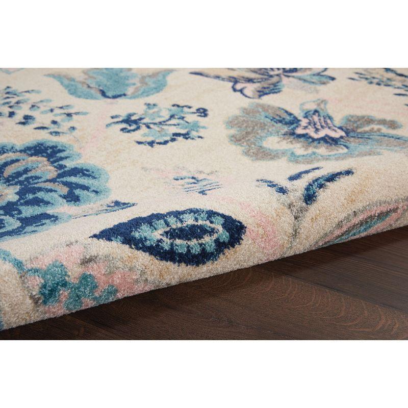 Tranquil TRA02 Ivory/Light Blue Area Rug French Country Eclectic Floral By Nourison