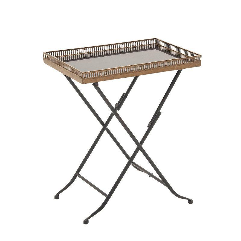 Traditional Folding Tray Table Gold - Olivia & May: Elegant Iron Frame, Marble Top, Indoor Use, Easy to Assemble