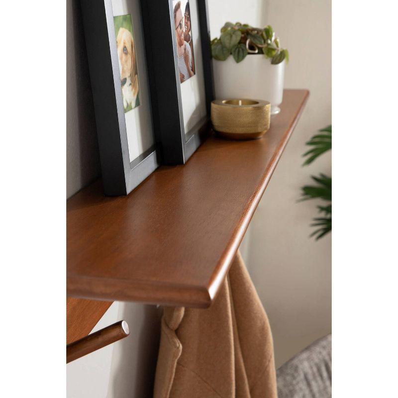 Kate & Laurel All Things Decor 36" x 5" Alta Wood Shelf with 5 Posts Walnut Brown - No Assembly, Includes Mounting Hardware