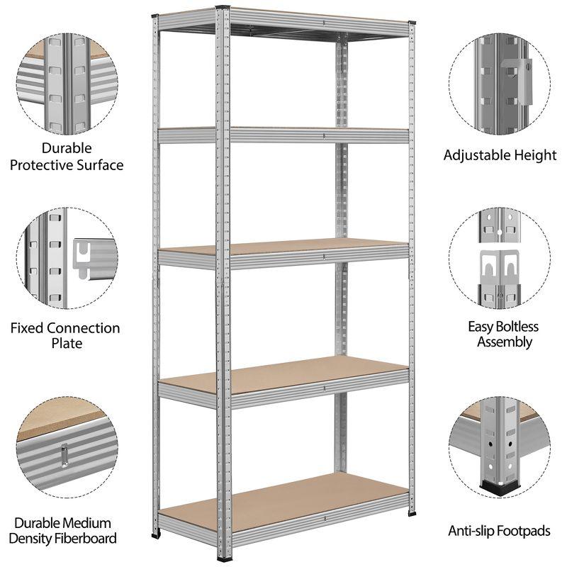 Yaheetech 71in 5-Tier Metal Storage Rack 5 Adjustable Shelves Boltless Shelving