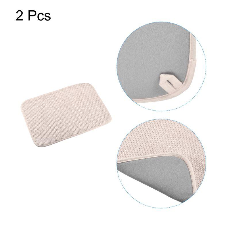 Unique Bargains Microfiber Ultra-absorbent Fast Drying Kitchen Dish Drying Mat Beige 2 Pcs