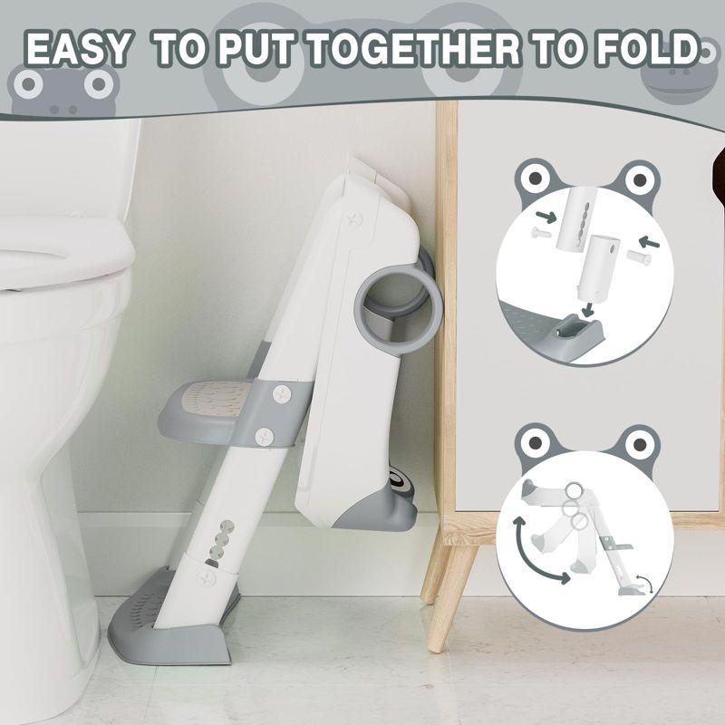 Wrought Studio™ Potty Training Seat, with Step Stool Ladder for Toddlers, Anti-Slip Safe Pads Adjustable Height Legs