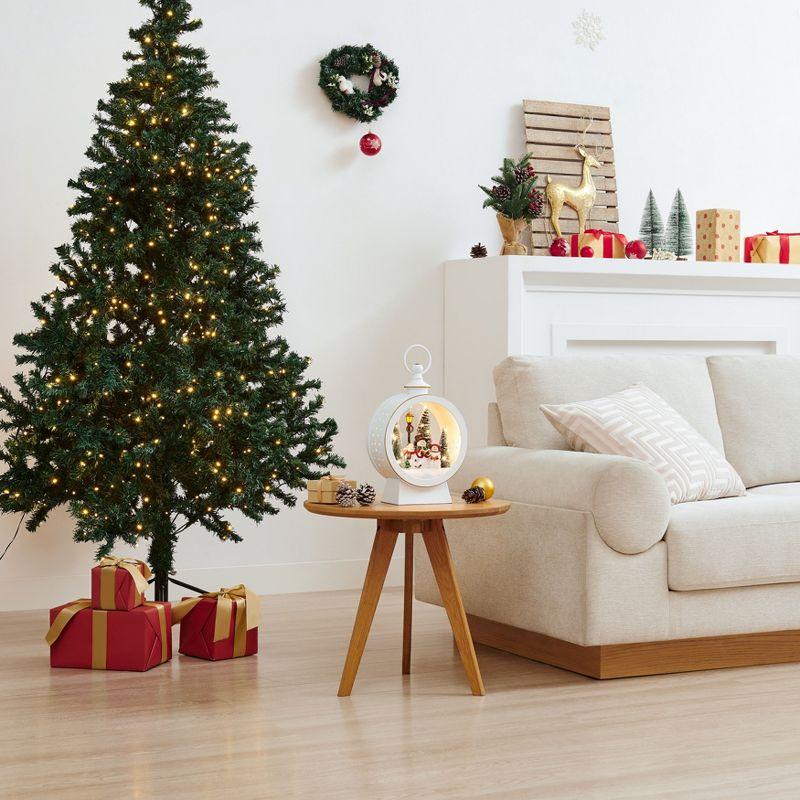 Danya B. Tabletop White Christmas Holiday Winter Snowman Scene Diorama Lighted Lantern Decoration - Oval