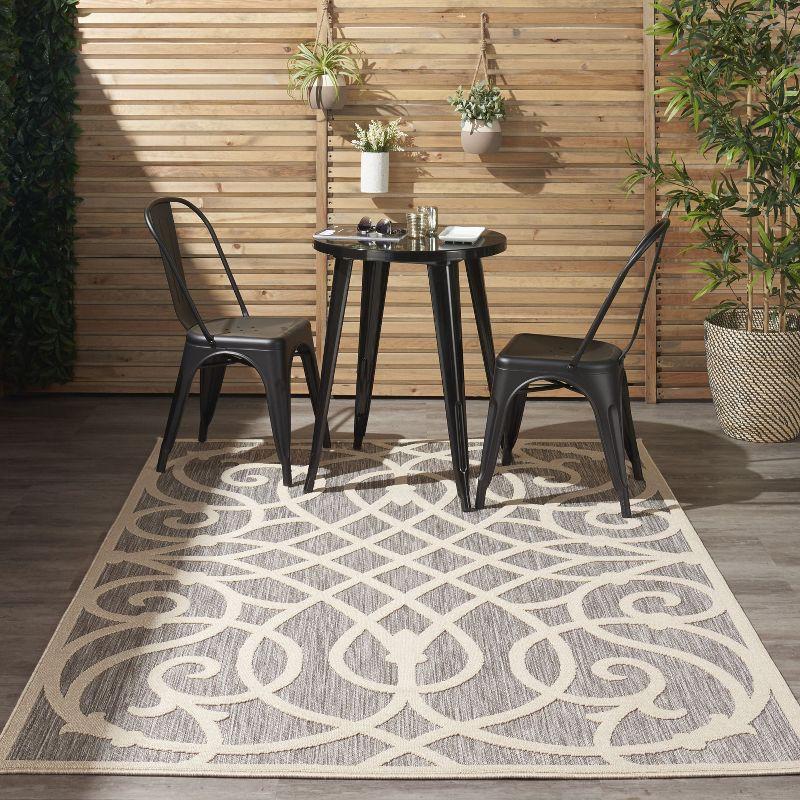 Gray Geometric Hand-knotted Synthetic 4' x 6' Area Rug