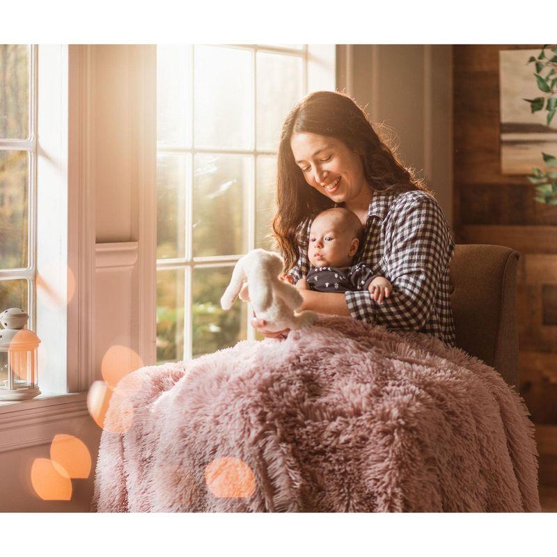 Chanasya Solid Faux Long Fur Fuzzy Throw Blanket - 60" x 70" - Rose Dust