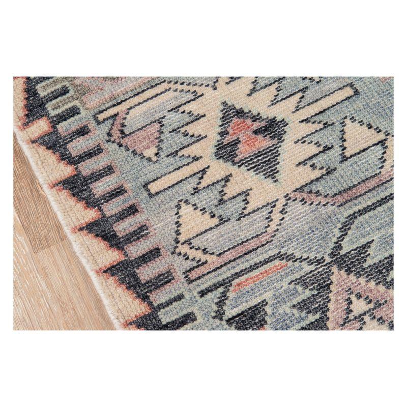 2'x3' Geometric Design Knotted Accent Rug Blue - Momeni: 24"x36" Wool, Hand Knotted, Low Pile, Traditional Style