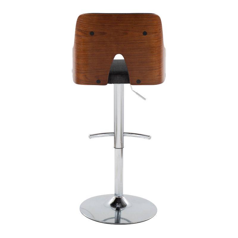 LumiSource Set of 2 Stella Adjustable Swivel Barstools Chrome/Walnut Wood/Charcoal