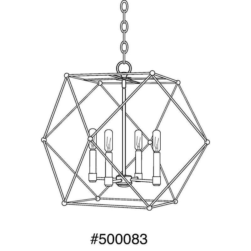 Matte Black Geometric 4-Light Pendant with Open Candles