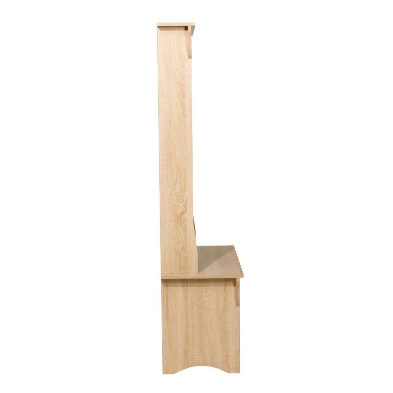 Merrick Lane Hallway Tree with Bench Seating, 3 Single Coat Hooks and Lower Storage with Adjustable Shelves in Weathered Wood
