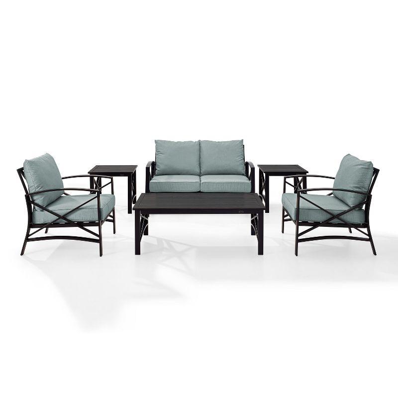 Kaplan 6-Piece Green Steel Outdoor Seating Set with Cushions