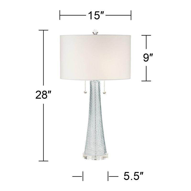 Possini Euro Design Miriam Modern Table Lamp 28 1/2" Tall Light Aqua Blue Textured Glass White Drum Shade for Bedroom Living Room Bedside Nightstand