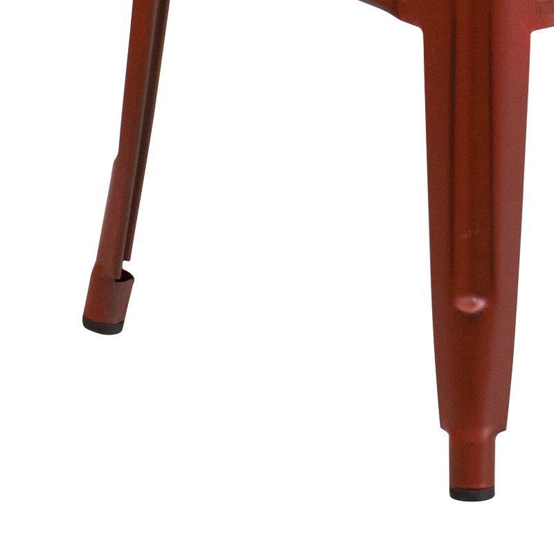 Merrick Lane Metal 30" Bar Height Stool with Distressed Kelly Red Powder Coated Finish and Integrated Floor Glides