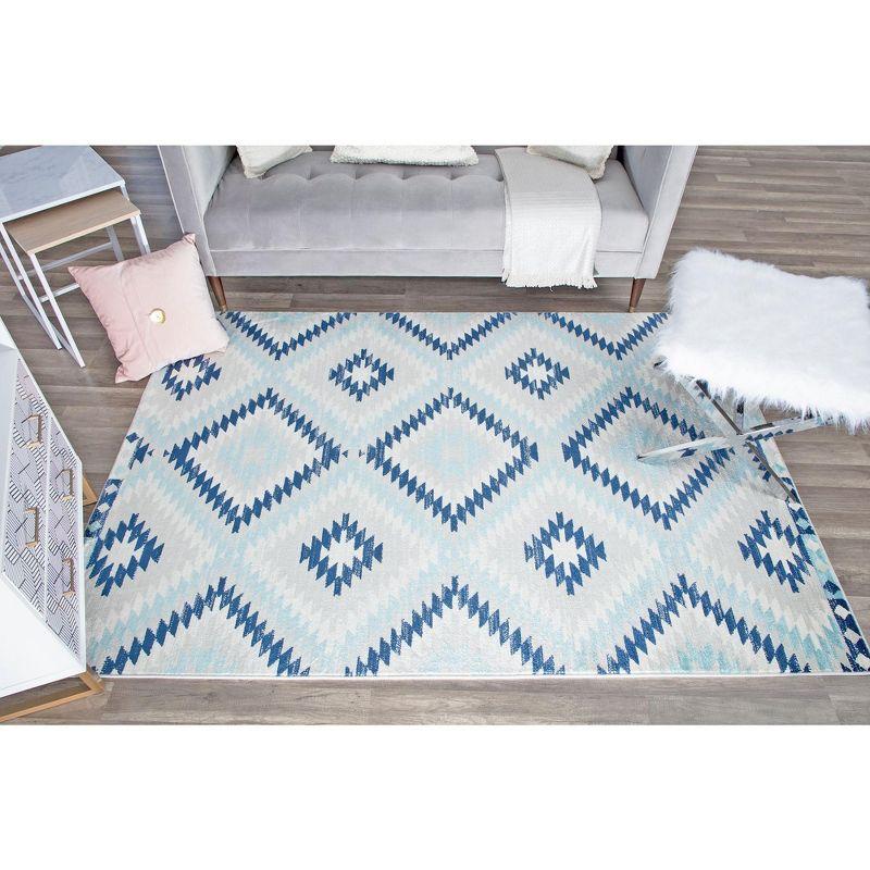 Bodrum Tribal Ice Blue Area Rug