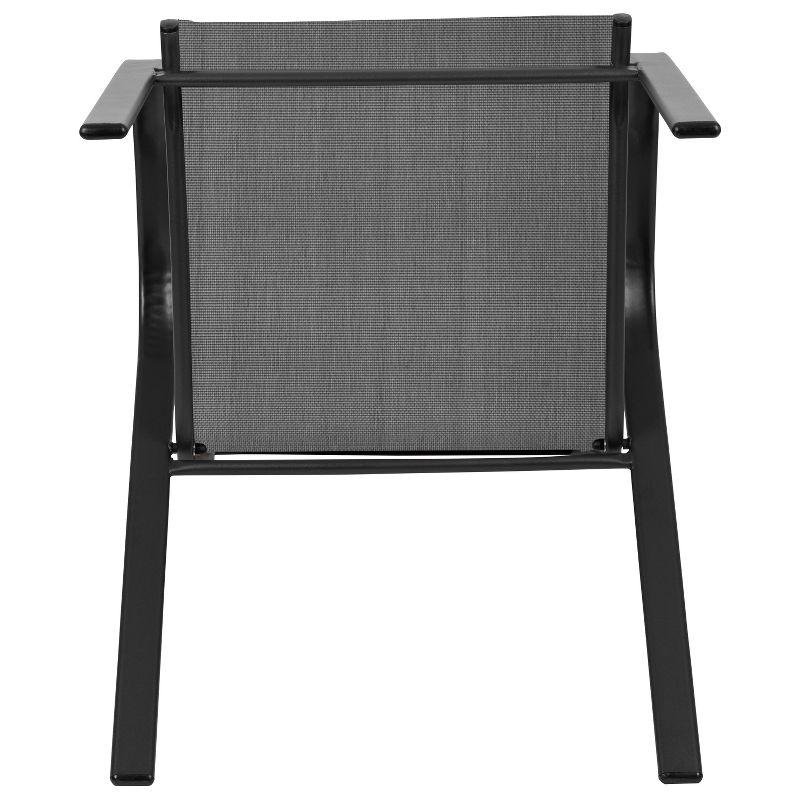 Set of 4 Sleek Black Outdoor Stack Chairs with Flex Comfort