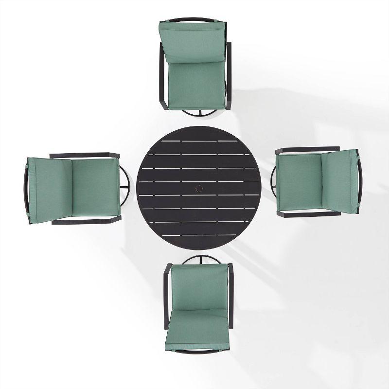 5pc Kaplan Outdoor Steel Round Dining Set with Swivel Chairs Mist/Bronze - Crosley