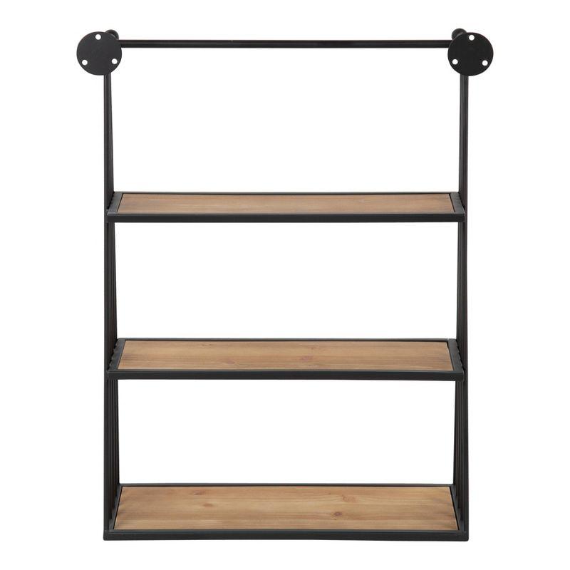 23" x 30" Nevin Wall Mounted Hanging Shelf Rustic Brown/Black - Kate and Laurel: Metal Frame, 3 Open Shelves