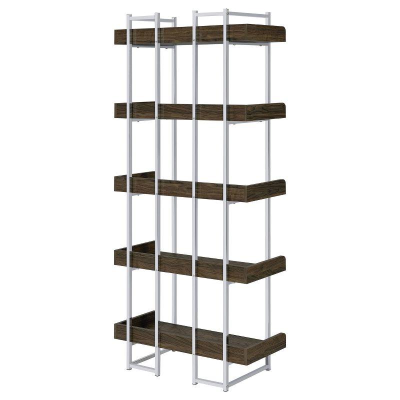 70.25" Angelica 5 Shelf Bookcase Walnut - Coaster: Tall, Open Storage, Modern Design