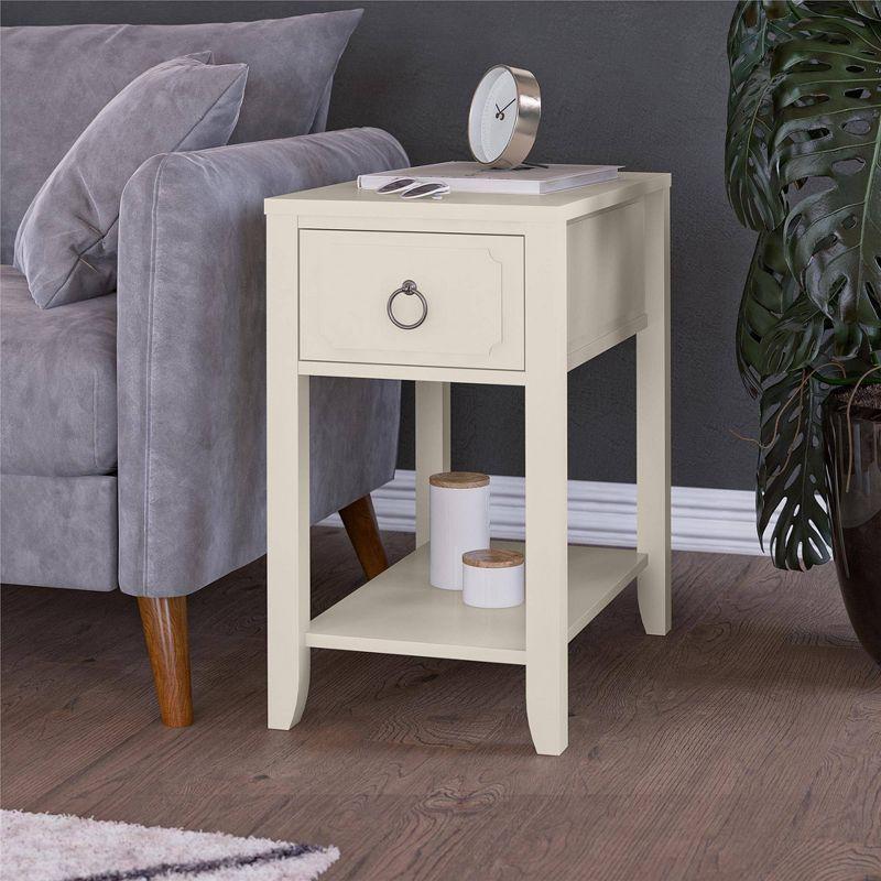 Majesty White Rectangular Side Table with Storage