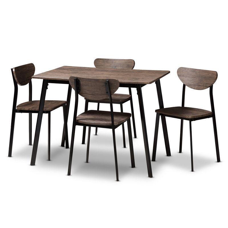 Ornette 5-Piece Light Brown and Black Metal Dining Set