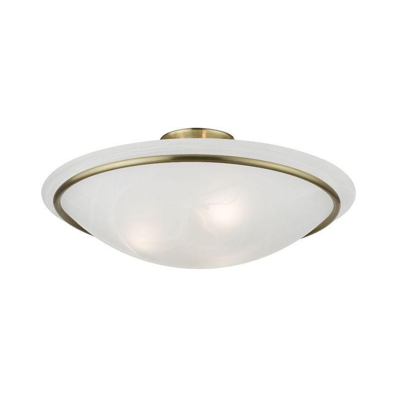 Livex Lighting Newburgh 3 - Light Semi-Flush Mount in  Antique Brass