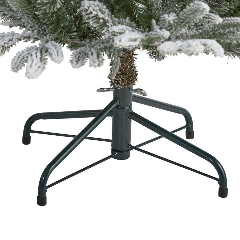 Nearly Natural 4.5-ft Flocked Manchester Spruce Artificial Christmas Tree with 100 Lights and 357 Bendable Branches