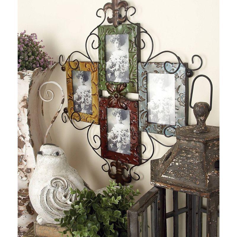 Multi-Colored Iron Scroll Wall Photo Frame with Floral Motif