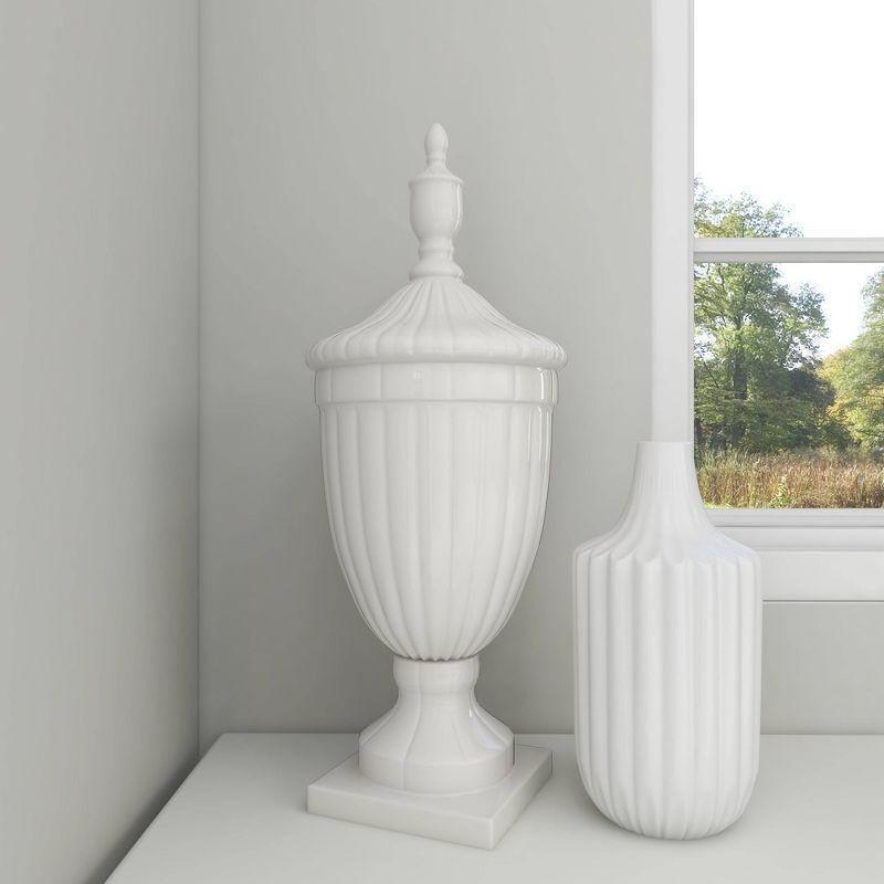 26" Modern Ceramic Urn Vase White - Olivia & May: Large Tabletop Decor, Novelty Design