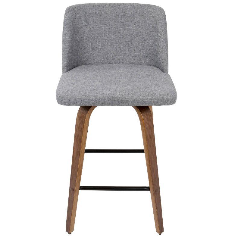 Walnut & Gray Mid-Century Modern Swivel Counter Stool, Set of 2