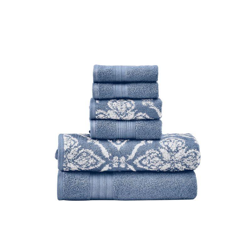 Denim Blue Cotton Jacquard 6-Piece Towel Set