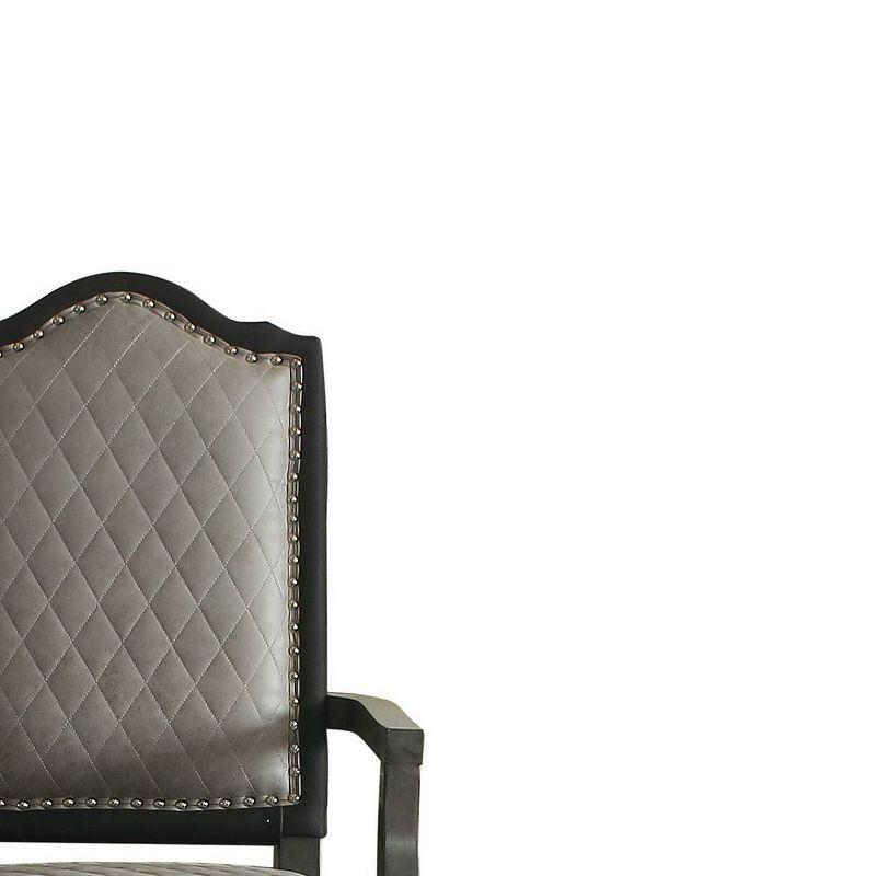 21.7" House Beatrice Two-Tone Accent Chair Gray Fabric/Charcoal Finish - Acme Furniture