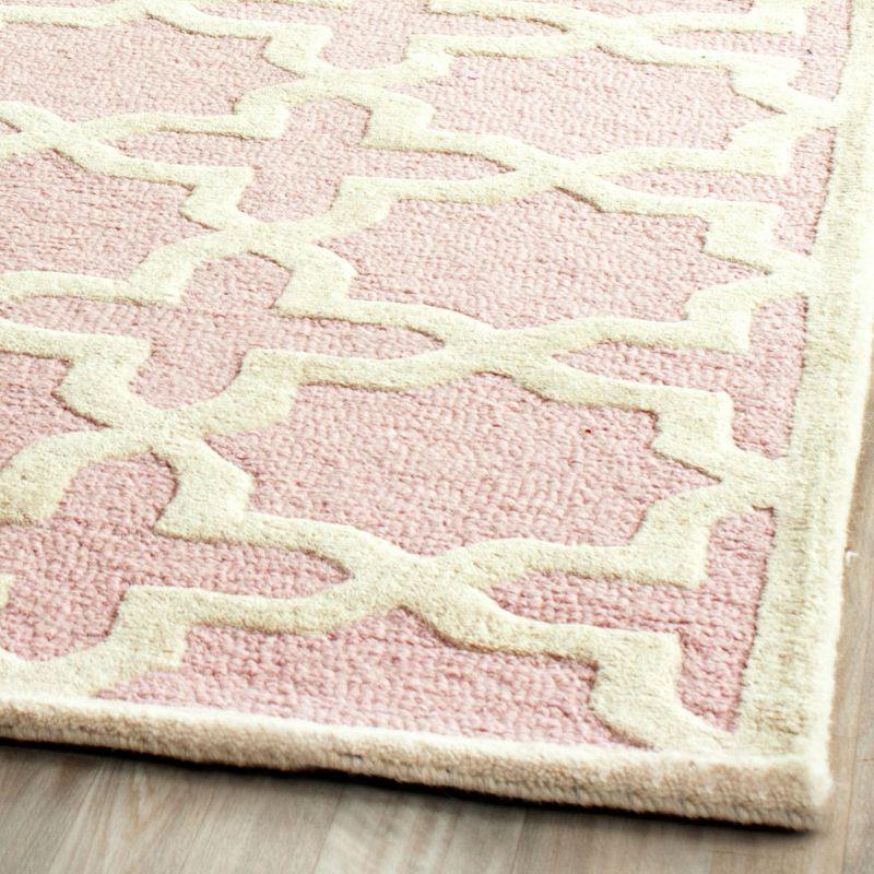 Ivory and Pink Hand-Tufted Wool Area Rug 4' x 6'