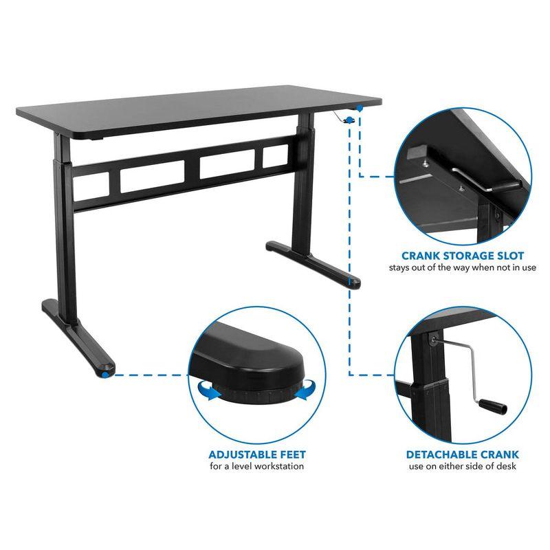 Mount-It! Height Adjustable Hand Crank Sit-Stand Desk, Frame and Tabletop Included, 88 Lbs. Capacity