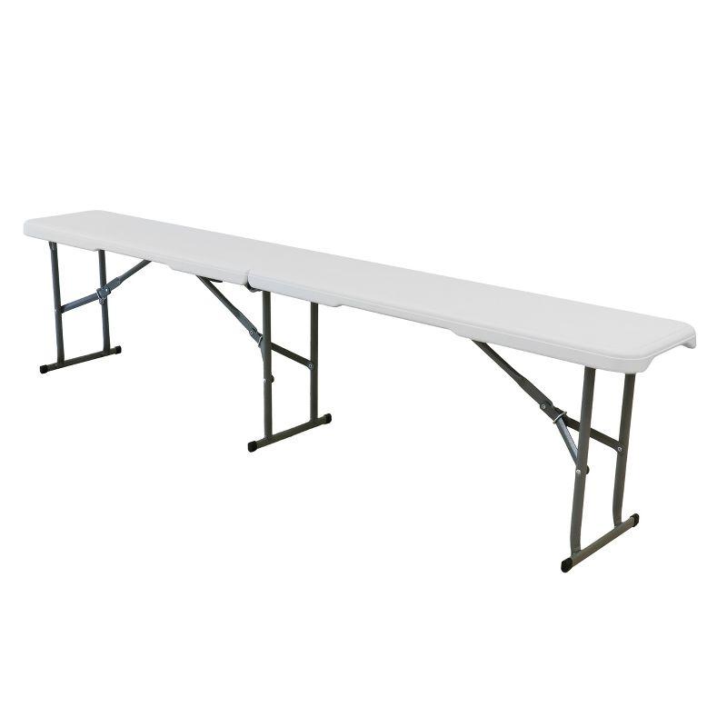 Elama 6 Foot Off-White Plastic Folding Bench with Metal Legs