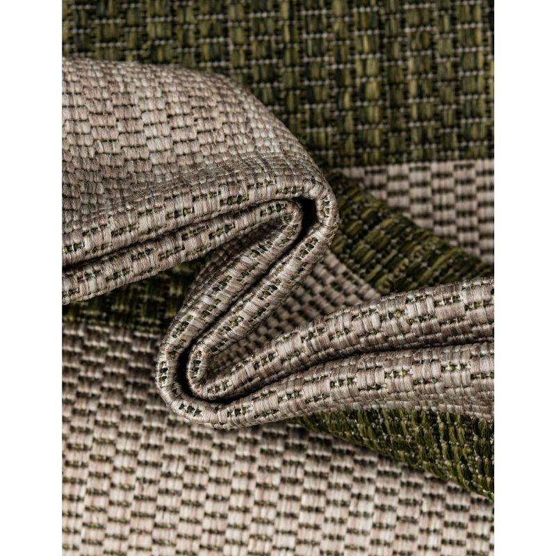 Green Stripe Easy-Care Synthetic Outdoor Area Rug 9' x 12'