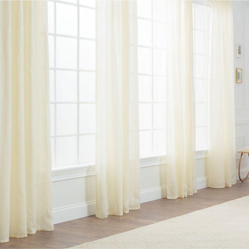 Chanasya 2pk Faux Belgian Flax Semi Sheer Window Curtain Panels - Set of 2 - 52 x 96 Inches Long - Yellow