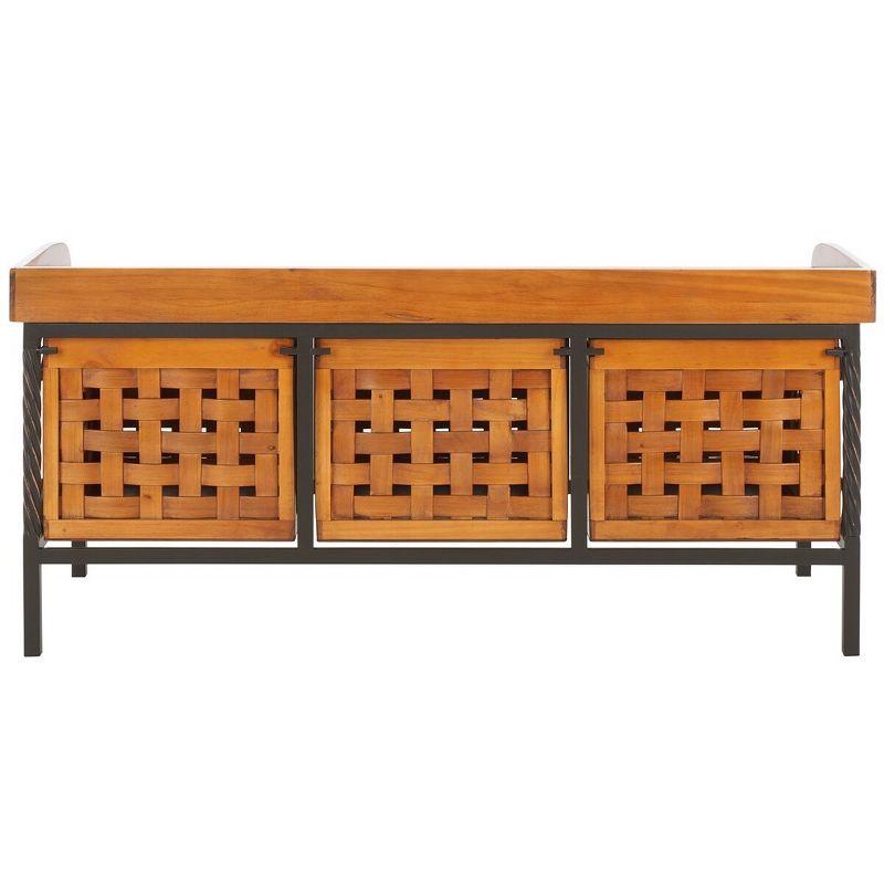 Isaac Storage Bench - Honey Oak - Safavieh