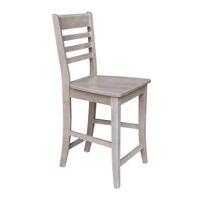 24" Roma Counter Height Barstool Washed Gray Taupe - International Concepts: Solid Wood, Ladder-Back