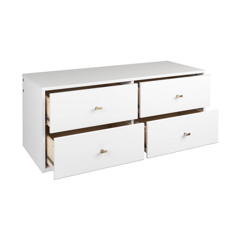 Floating 4 Drawers Dresser White - Prepac: Wall Mounted, Space-Saving Storage, Easy to Assemble