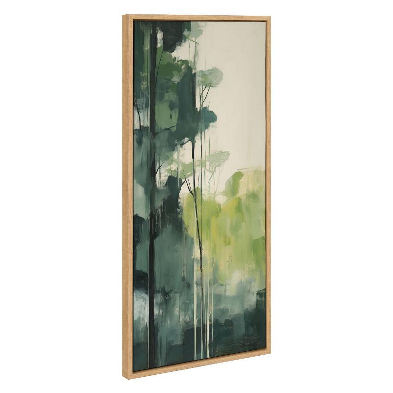 Whispering Trees II Abstract Green Canvas Print with Natural Frame