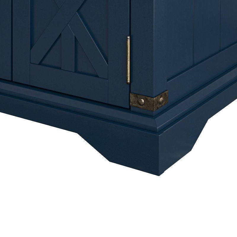 Festivo Side Table Navy: Farmhouse Style, 24"W with USB & AC Outlets, Adjustable Shelf