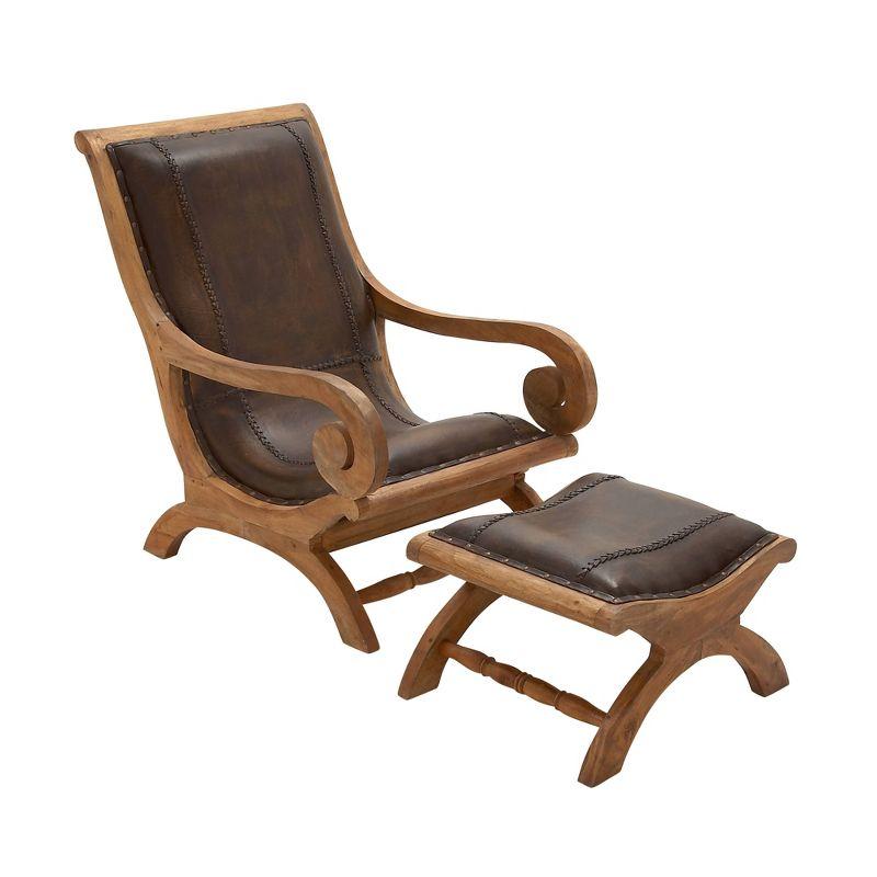 Traditional Leather Accent Chair Dark Brown - Olivia & May: Sturdy, Sophisticated, No Assembly Required