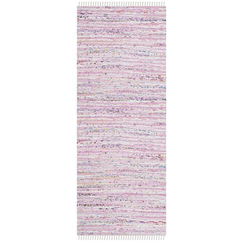 Rag Rug RAR125 Hand Woven Indoor Runner Rug - Light Pink/Multi - 2'3"x6' - Safavieh.