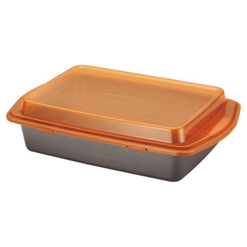 Orange Carbon Steel Nonstick Cake Pan with Lid, 9" x 13"