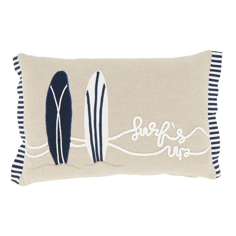 Saro Lifestyle Surf's Up Voyage Throw Pillow Cover, Beige, 12"x18"